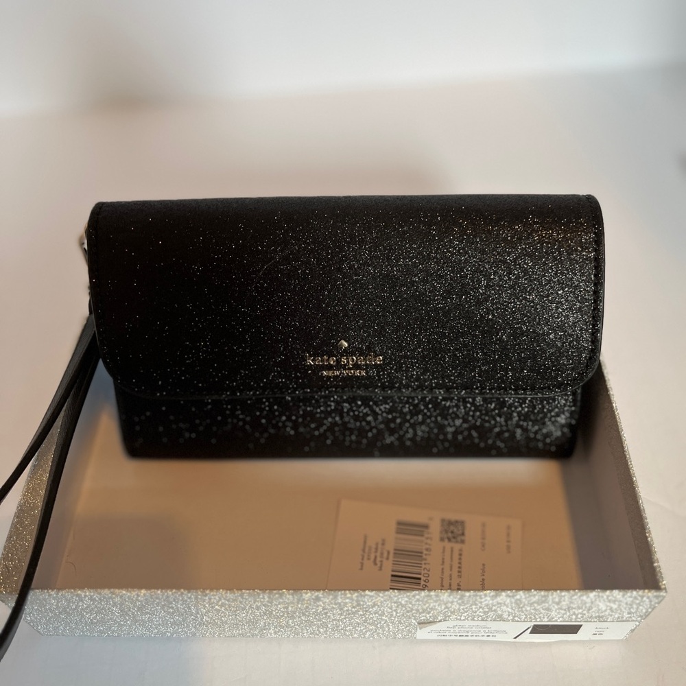 Kate spade glitter medium flap phone wristlet